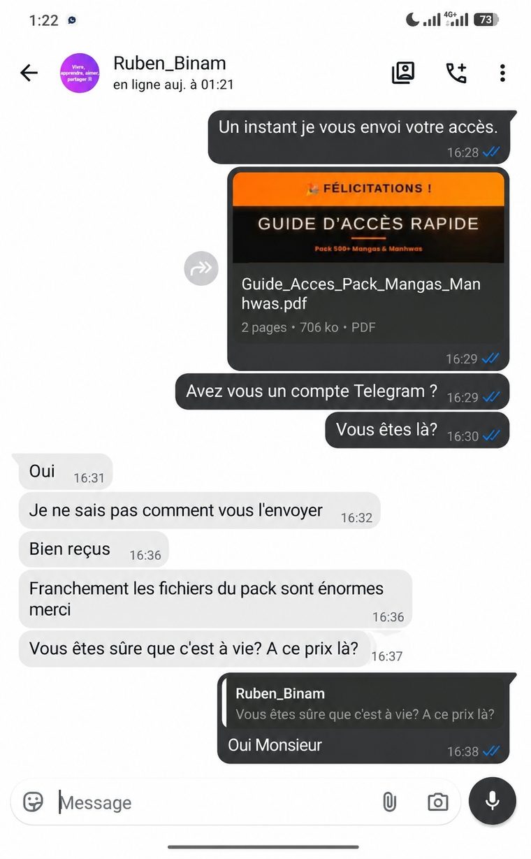 Retour client 2 après achat du pack