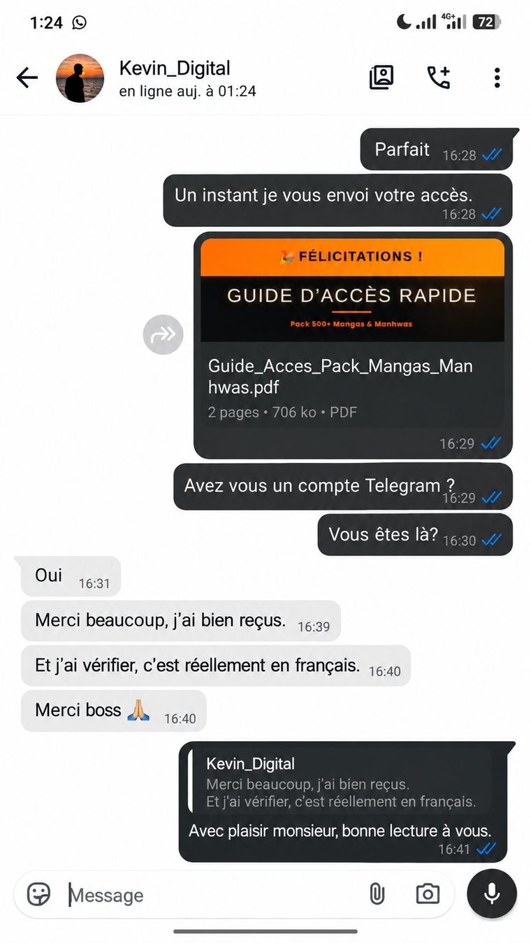 Retour client 3 après achat du pack